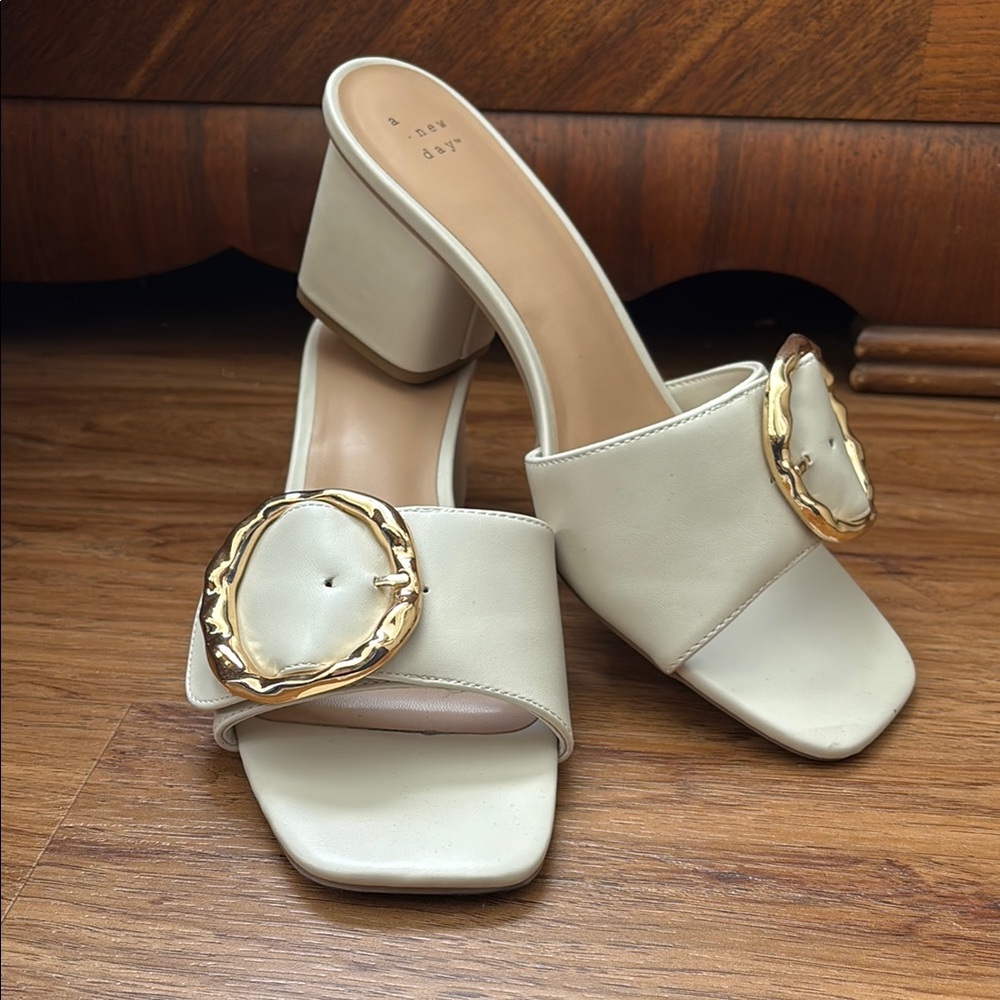 A New Day Women's Beige Heeled Sandals